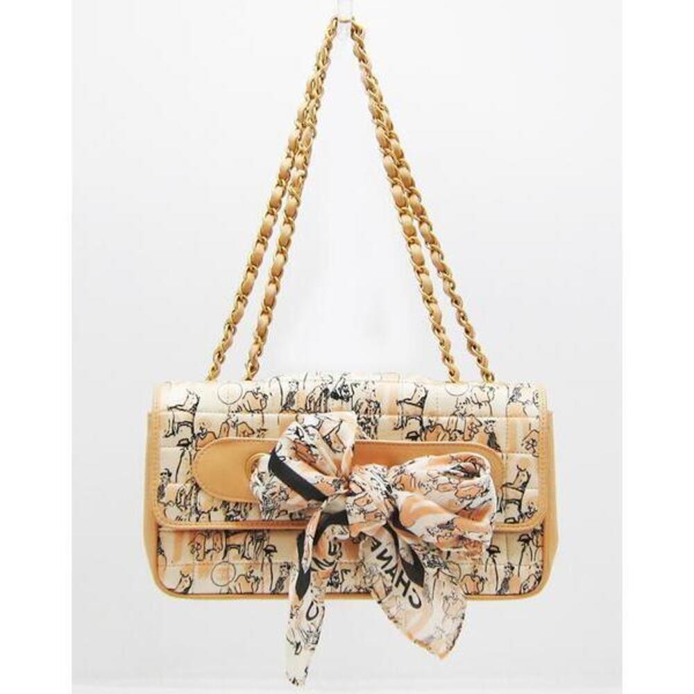 CHANEL Double Chain Shoulder Bag Scarf